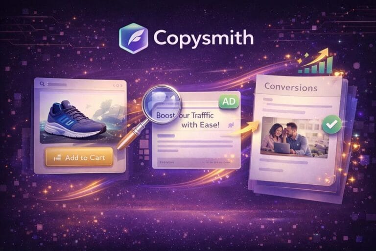 Copysmith AI copywriting tool transforming product descriptions into high-converting marketing content